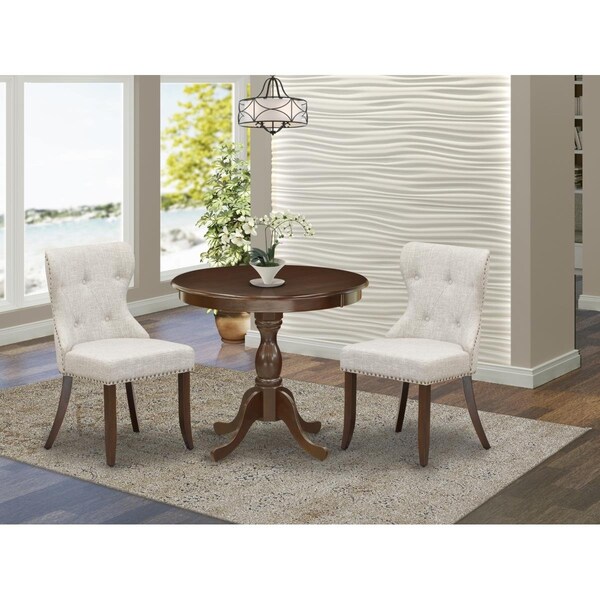 East West Furniture 3 Piece Antique Dining Table Set - Mahogany AMSI3-MAH-35 - main